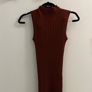 Size 0 Wilfred mock neck ribbed knit dress - midi length